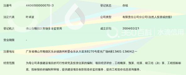 廣州市永隆工程造價(jià)咨詢事務(wù)所有限公司佛山分公司