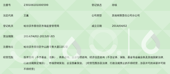 深圳市信安投資咨詢有限公司哈爾濱中山分公司